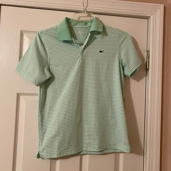 Boys Vineyard Vines green & white stripe polo - Picture 1 of 1